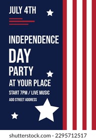 4th of July Independence day party poster flyer social media post design
