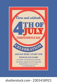 4th of July Independence day party flyer poster or social media post template design
