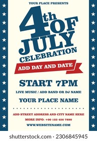 4th July Independence day party flyer poster social media post design