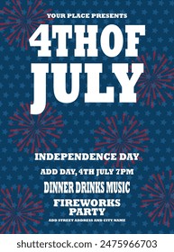 4th of July Independence day party flyer  poster social media post design