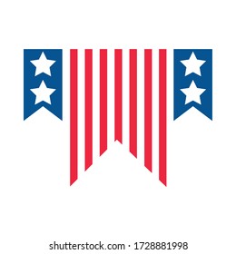 4th of july independence day, pendant american flag stars decoration vector illustration flat style icon