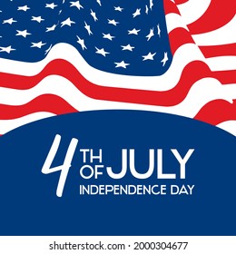 4th of July Independence Day Poster with waving american flag vector. United states independence day flag vector. 4th of July. Important day