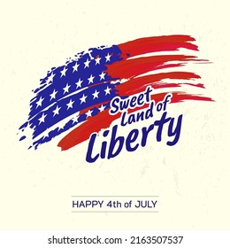4th of July Independence day poster template with Grunge style american flag background