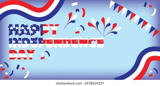 4th of July independence day poster, banner, flyer, background, template, with the greeting, usa flag , bunting decoration, and American