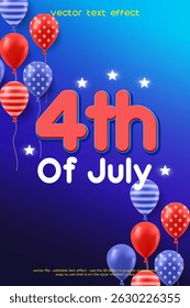 design de cartaz do dia da independência de 4 de julho com fundo de balões