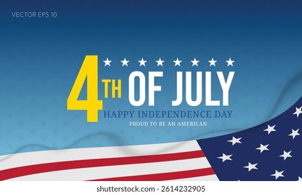 4th of July Independence Day with Proud to Be an American Slogan