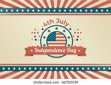 4th of July, Independence Day retro design. Vector illustration for posters, flyers, cards, banners, covers, invitations etc