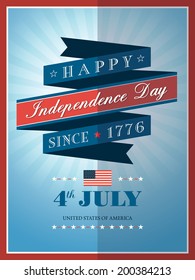 4th of july Independence day ribbon background for card or poster