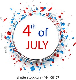 4th of July Independence Day round background. Vector paper illustration.