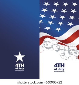 4th July Independence Day Rushmore USA flag