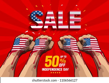 4th july independence day sale, vector illustration, you can place relevant content on the area.
