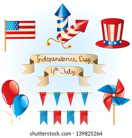 4th July Independence Day set, vector
