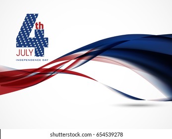 4th July, Independence Day with stylish flag wave abstract background Illustration....