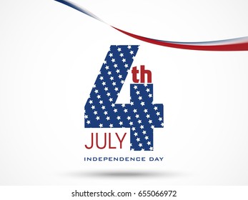 4th July, Independence Day with stylish flag wave abstract background Illustration....