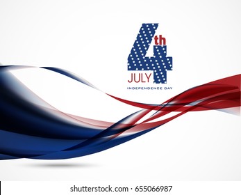 4th July, Independence Day with stylish flag wave abstract background Illustration....