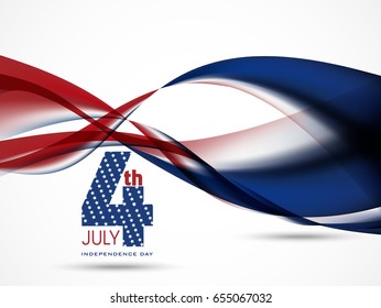 4th July, Independence Day with stylish flag wave abstract background Illustration....