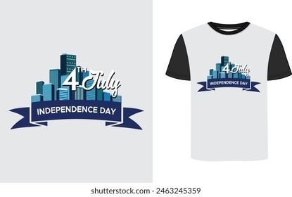 4th of july independence day t shirt design with building image.