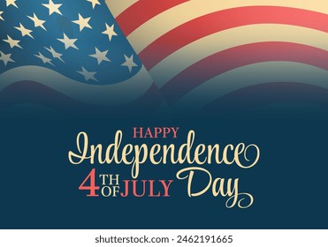 4th of july Independence Day template with waving flag and sign
