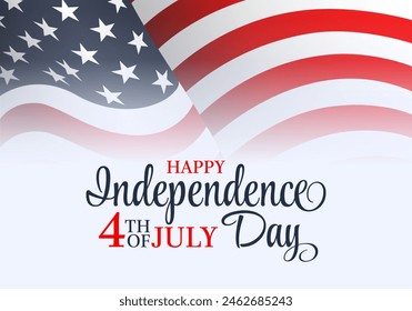 4th of july Independence Day template with waving flag and sign