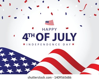 4th July Independence Day Text Typographic Stock Vector (Royalty Free ...