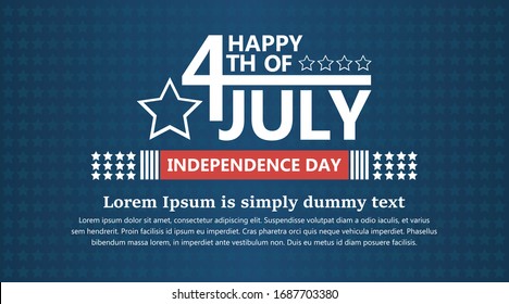 4th of July, Independence Day, Text design. Vector illustration.