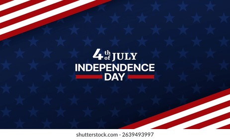 4th of july independence day text on patriotic usa flag background with star and stripe pattern. United States history and freedom concept. Vector graphics.