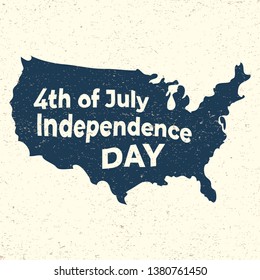 4th of July. Independence day typography. USA map. Vector