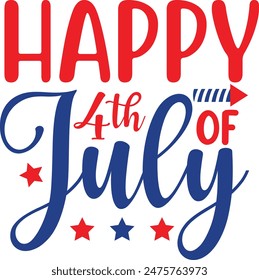 4th of july independence day typography clip art design on plain white transparent isolated background for card, shirt, hoodie, sweatshirt, apparel, tag, mug, icon, poster or badge