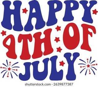 4th of July Independence Day typography clip art design on plain white transparent isolated background for card, shirt, hoodie, sweatshirt, apparel, tag, mug, icon, poster or badge