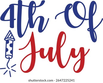 4th of July Independence Day typography clip art design on plain white transparent isolated background for card, shirt, hoodie, sweatshirt, apparel, tag, mug, icon, poster or badge