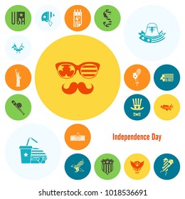 4th of July, Independence Day of the United States, Simple Flat Icons. Vector