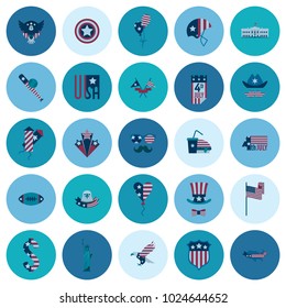 4th of July, Independence Day of the United States, Simple Flat Icons. Vector
