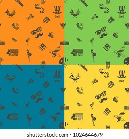 4th of July, Independence Day of the United States, Four Background in Different Colors Vector
