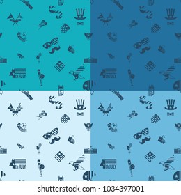 4th of July, Independence Day of the United States, Four Background in Different Colors Vector