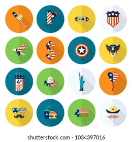 4th of July, Independence Day of the United States, Simple Flat Icons. Vector