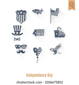 4th of July, Independence Day of the United States, Simple Flat Icons. Vector