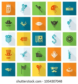 4th of July, Independence Day of the United States, Simple Flat Icons. Vector