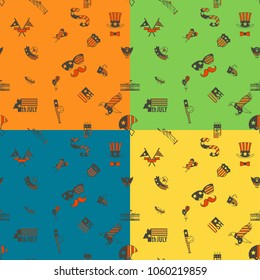 4th of July, Independence Day of the United States, Four Background in Different Colors Vector