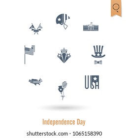 4th of July, Independence Day of the United States, Simple Flat Icons. Vector