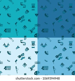 4th of July, Independence Day of the United States, Four Background in Different Colors Vector