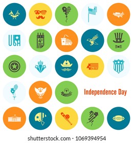 4th of July, Independence Day of the United States, Simple Flat Icons. Vector