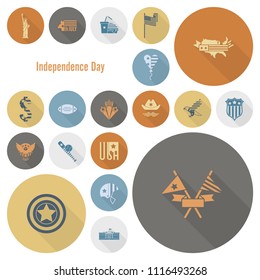 4th of July, Independence Day of the United States, Simple Flat Icons. Vector