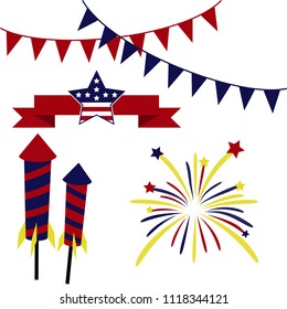 4th July Independence Day United States of America. Patriotic design elements theme
