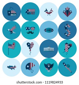 4th of July, Independence Day of the United States, Simple Flat Icons. Vector