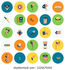 4th of July, Independence Day of the United States, Simple Flat Icons. Vector