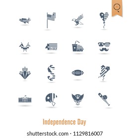 4th of July, Independence Day of the United States, Simple Flat Icons. Vector
