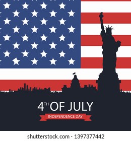 4th of july independence Day United States background,Flat design