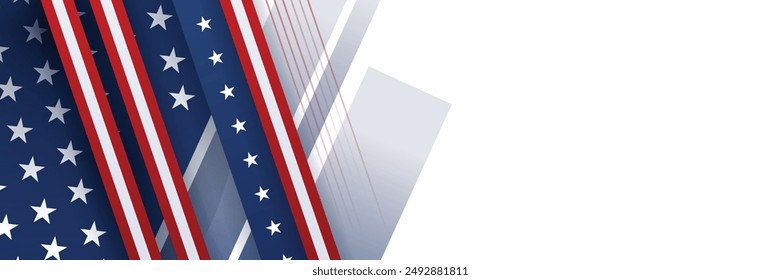 4th July Independence Day of United States America celebration banner background with American flag. Vector illustration. Designed for flyers, template, ads, posters, social media and decorations.