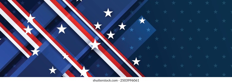 4th July Independence Day of United States America celebration banner background with American flag. Vector illustration. Designed for flyers, template, ads, posters, social media and decorations.