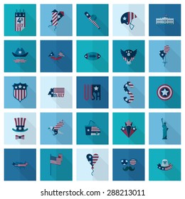 4th of July, Independence Day of the United States, Simple Flat Icons. Vector